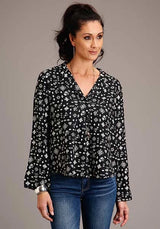 Stetson 1417 Blusa para mujer Southwestern Ditzy (negra)
