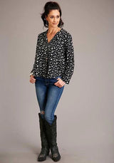 Stetson 1417 Blusa para mujer Southwestern Ditzy (negra)