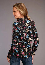 Stetson 00897 Blusa Floral con Plumas (Negra) - para Mujer