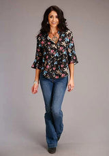Stetson 00897 Feather Floral Rounded (Black) - Women's Blouse