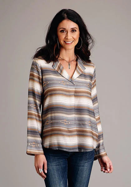 Stetson 1733 Desert Serape escote en V (Marrón) - Blusa de mujer