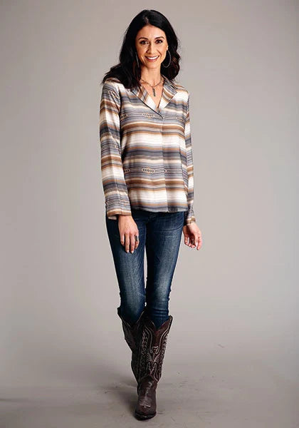Stetson 1733 Desert Serape escote en V (Marrón) - Blusa de mujer