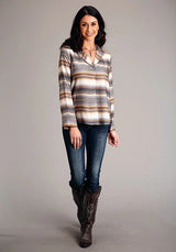 Stetson 1733 Desert Serape escote en V (Marrón) - Blusa de mujer