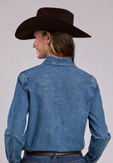 Stetson 2551 Botones de presión turquesa (azul) - Blusa de mezclilla para mujer