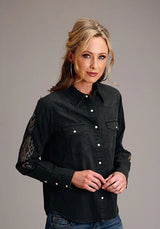 Camisa vaquera Stetson corte boyfriend (negra) - Mujer