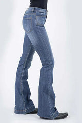 Stetson 921 High Waist Flare Fit Patch Pockets (Medium Wash) - Women's Jeans