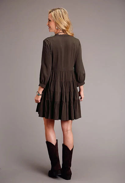 Vestido de mujer Stetson 1911 de sarga bordada (Marrón)