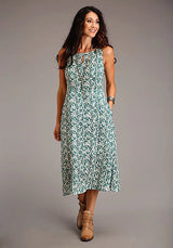 Vestido largo sin mangas Stetson Floral (Jade) para mujer