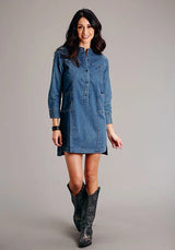 Vestido vaquero de mujer Stetson de manga 3/4 (azul)