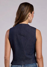 Chaleco vaquero Stetson bordado, lavado oscuro - Mujer