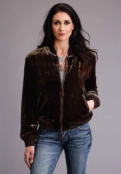 Stetson Terciopelo Acolchado (Marrón) - Chaqueta Bomber para Mujer