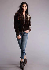 Stetson Terciopelo Acolchado (Marrón) - Chaqueta Bomber para Mujer