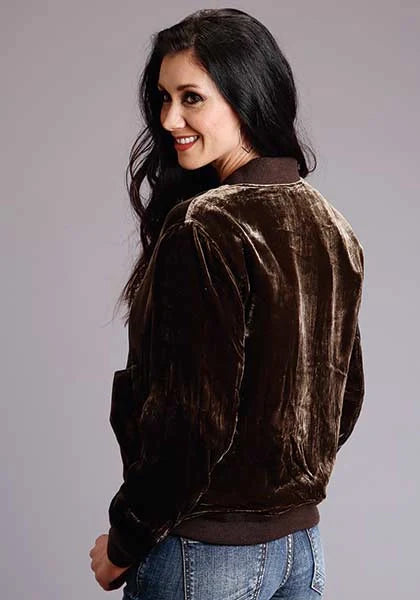 Stetson Terciopelo Acolchado (Marrón) - Chaqueta Bomber para Mujer