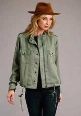 Chaqueta bomber Stetson Twill Zip (oliva) - Mujer