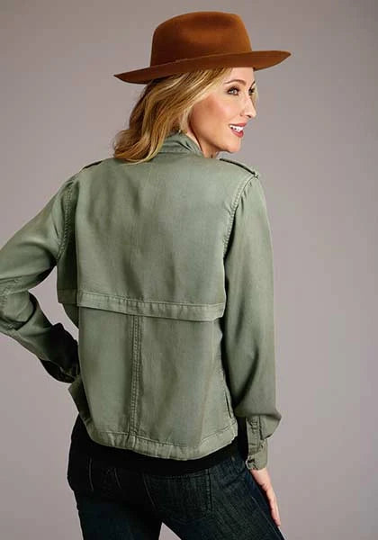 Chaqueta bomber Stetson Twill Zip (oliva) - Mujer