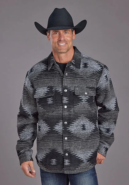 Chaqueta de lana Stetson Aztec Flannel (negra) para hombre