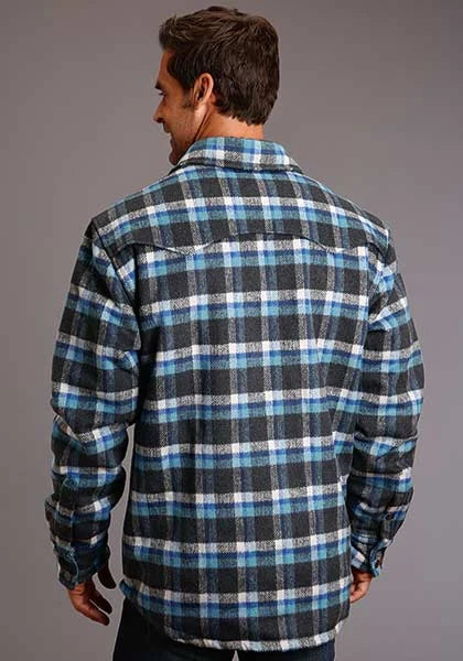 Chaqueta de lana para hombre Stetson Plaid Flannel (azul)
