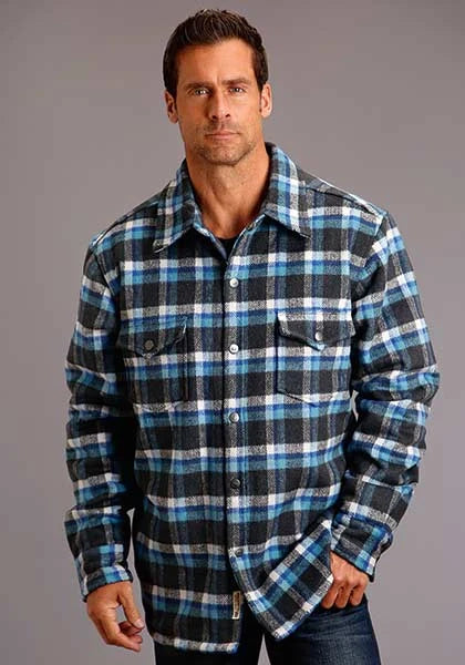 Chaqueta de lana para hombre Stetson Plaid Flannel (azul)