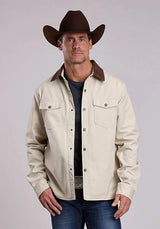 Chaqueta camisera de sarga forrada Stetson (marrón claro) - Hombre
