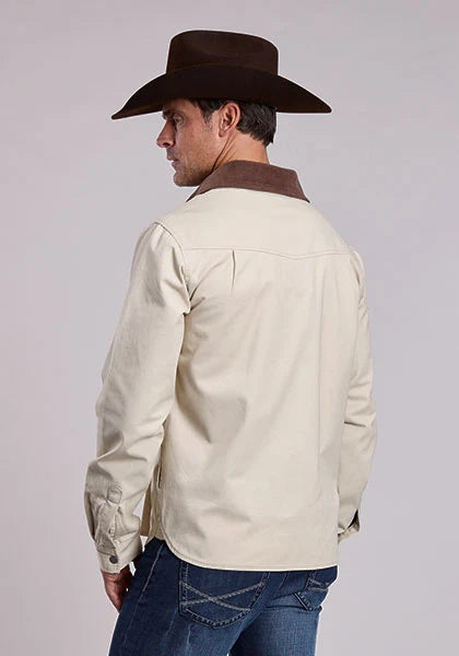 Chaqueta camisera de sarga forrada Stetson (marrón claro) - Hombre