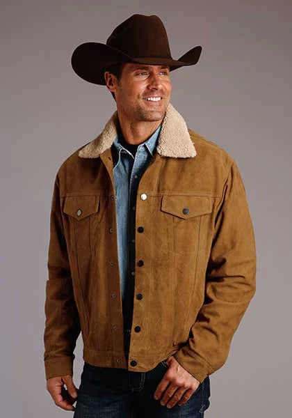 Chaqueta de ante para hombre Stetson Novelty Solid Vintage (Marrón claro)