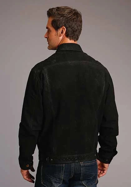 Chaqueta de cuero para hombre Stetson Novelty Solid Distressed (negro)