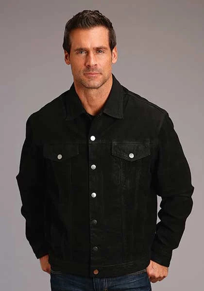 Chaqueta de cuero para hombre Stetson Novelty Solid Distressed (negro)