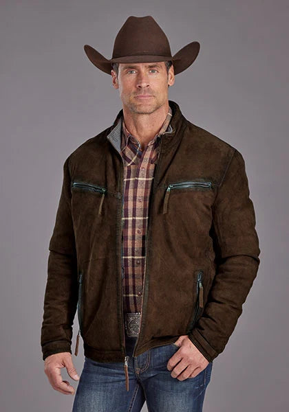 Chaqueta de cuero para hombre Stetson Novelty Solid Smoother Brunt (marrón)