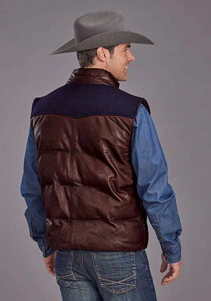 Chaleco de cuero Stetson Smoothed Brunish acolchado (marrón) - Hombre