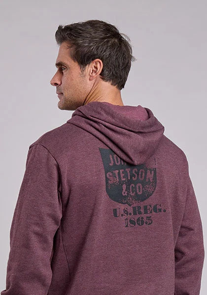 Sudadera con capucha Stetson Back Shield Logo (Granate) - Hombre