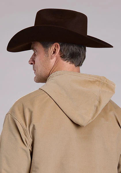 Sudadera con capucha para hombre con logo bordado Stetson Brown (Caqui)