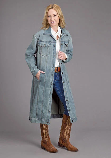 Chaqueta vaquera Stetson elástica de largo maxi (lavado claro) - Mujer
