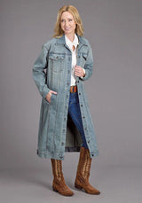 Chaqueta vaquera Stetson elástica de largo maxi (lavado claro) - Mujer