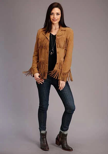Chaqueta de ante Stetson con flecos y botones (color tostado) - para mujer