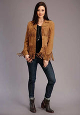 Chaqueta de ante Stetson con flecos y botones (color tostado) - para mujer