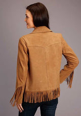 Chaqueta de ante Stetson con flecos y botones (color tostado) - para mujer