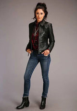 Stetson Novelty Solid Smooth (Black) - Women's Lamb Leather Jacket
