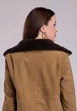 Chaqueta de cuero de gamuza Stetson Cropped con botones frontales (Chestnut) - Para mujer