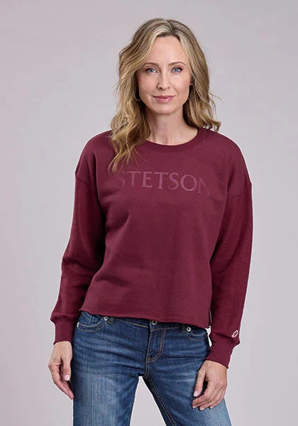 Sudadera con capucha para mujer - Logotipo Stetson Granate (Rojo)