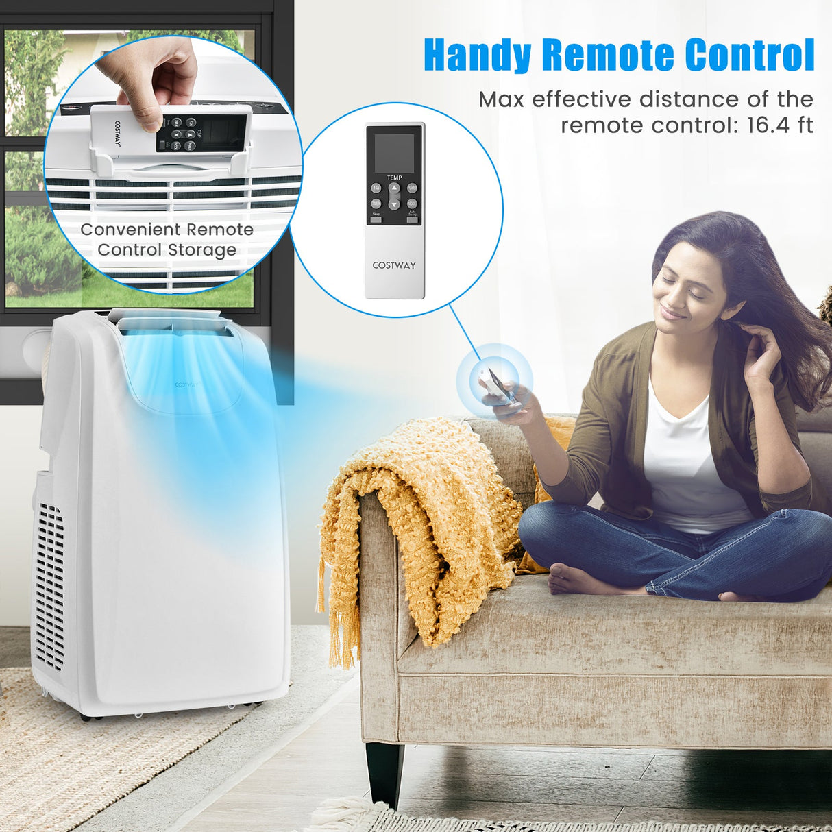 Aire acondicionado portátil de manguera doble de 12000 BTU con control remoto - Blanco