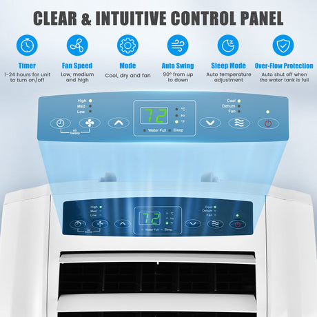 Aire acondicionado portátil de manguera doble de 12000 BTU con control remoto - Blanco