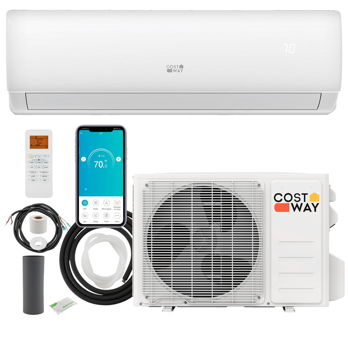 Sistema de Aire Acondicionado y Calefacción Mini Split 11500 BTU 115V con Bomba de Calor y Wifi