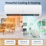 Sistema de Aire Acondicionado y Calefacción Mini Split 11500 BTU 115V con Bomba de Calor y Wifi