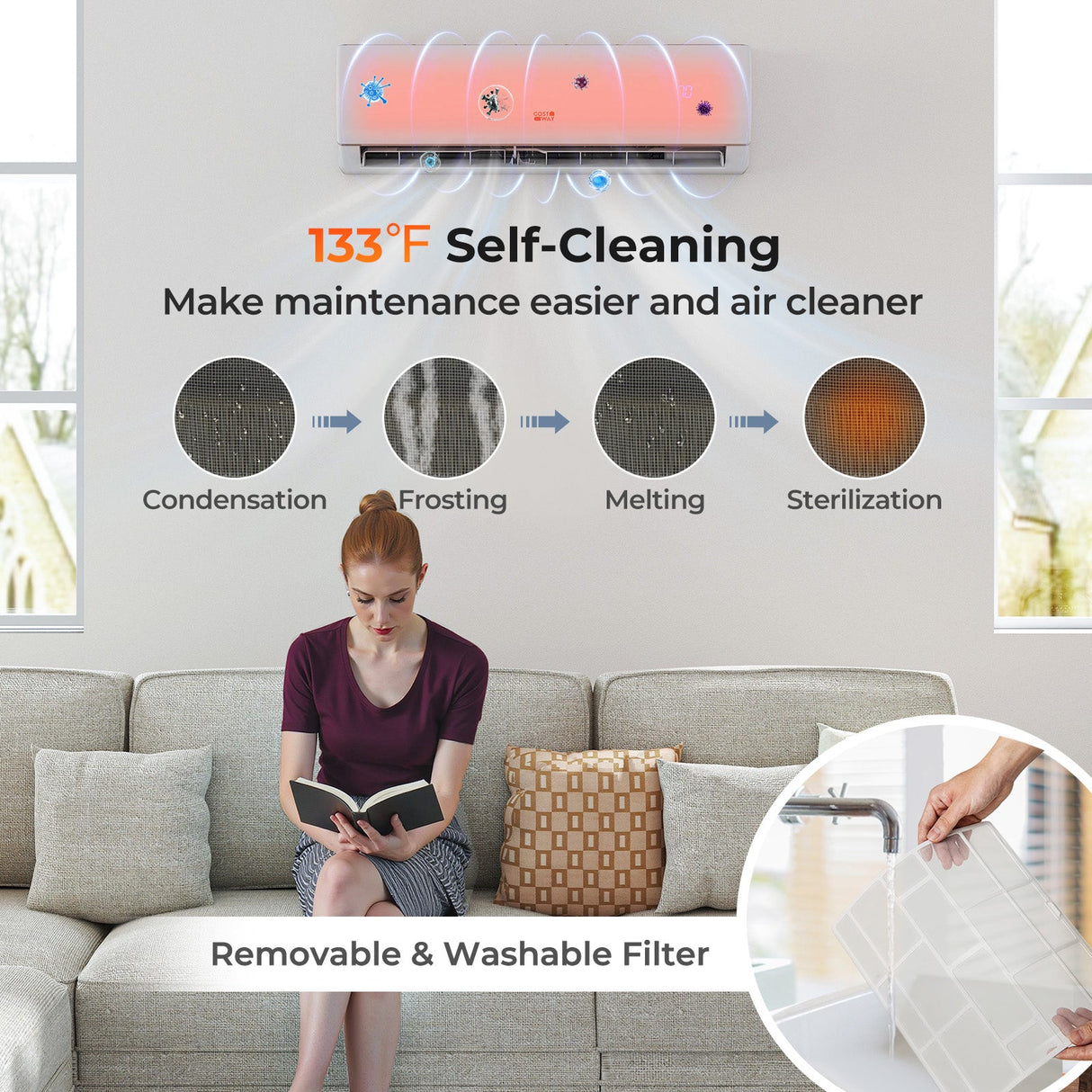 Sistema de Aire Acondicionado y Calefacción Mini Split 11500 BTU 115V con Bomba de Calor y Wifi