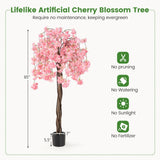 Árbol artificial de flor de cerezo de 5.5 pies de altura con flores rosas/blancas, 1 unidad