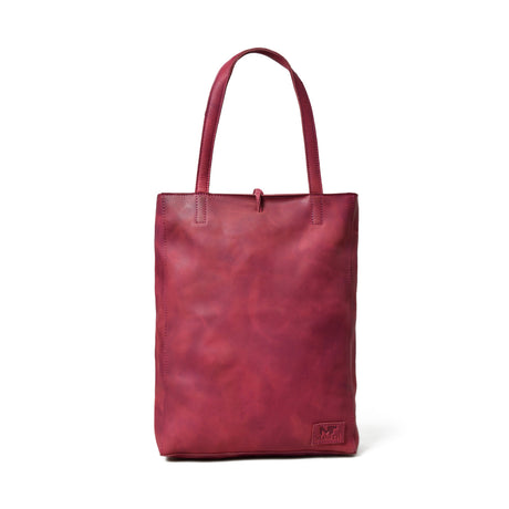Bolso de mano de cuero granate