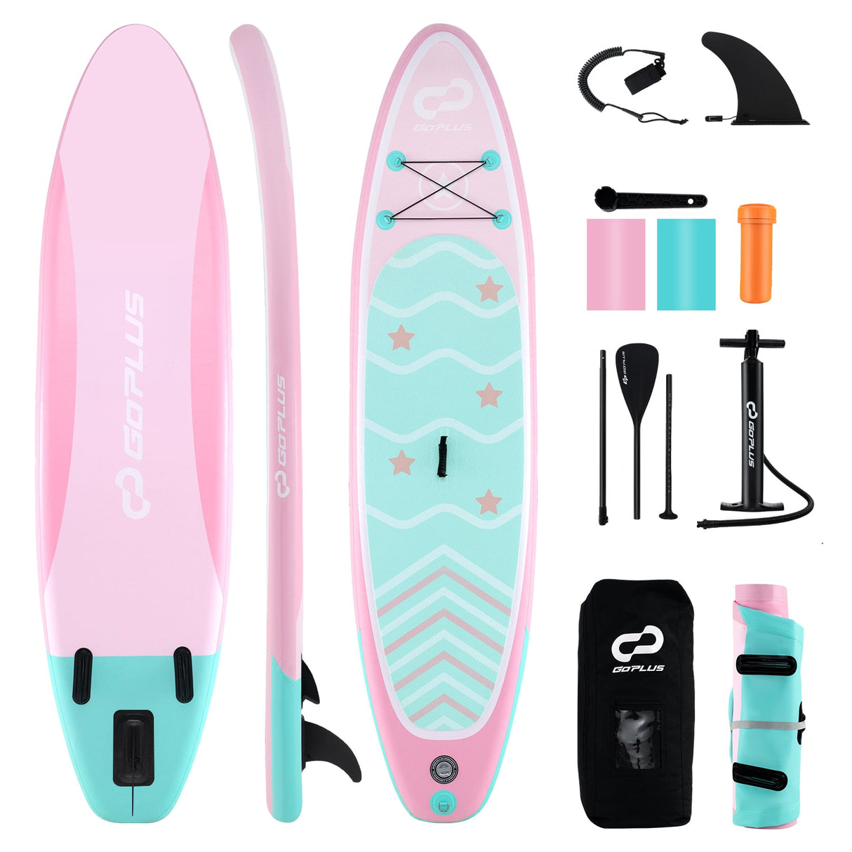 Tabla de paddle surf inflable de 10 pies con 3 aletas y remo ajustable-S