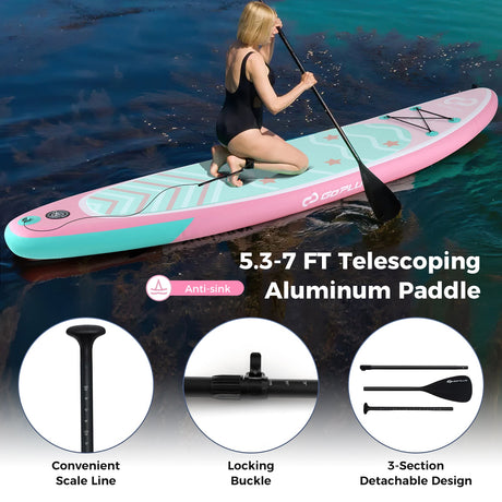 Tabla de paddle surf inflable de 10 pies con 3 aletas y remo ajustable-S