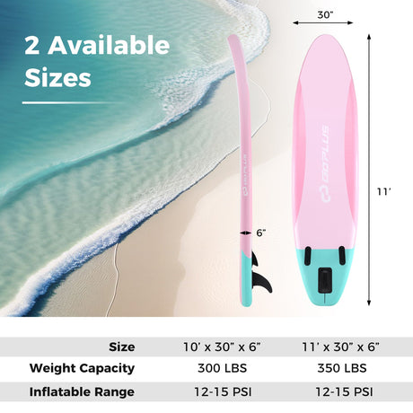 Tabla de paddle surf inflable de 10 pies con 3 aletas y remo ajustable-S