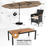 11 Pieces Patio Dining Set with LED Patio Umbrella with Base and Seat Cushions (Beige)